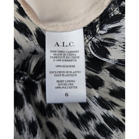 NEW! $595 A.L.C. Womens Silk Halter Leopard-Print Dress Black & Cream alc - Picture 10 of 11